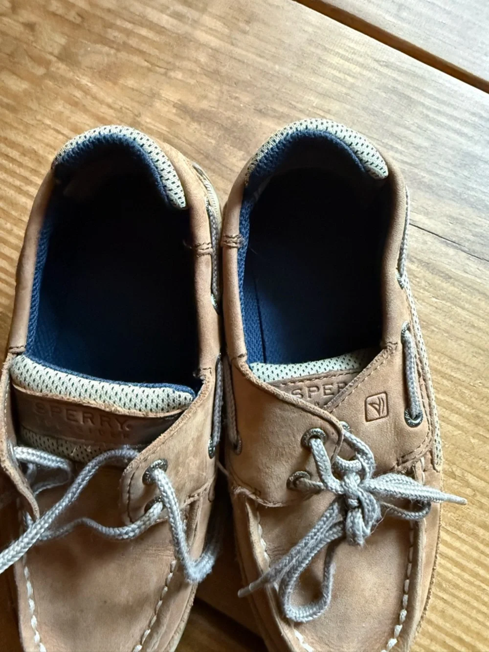 Sperry Tan Leather Moc Toe Boat Shoes